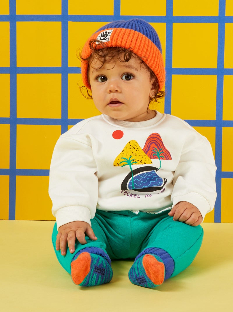 Sweat imprimé en molleton X Roro Mawouane Blanc - Kiabi