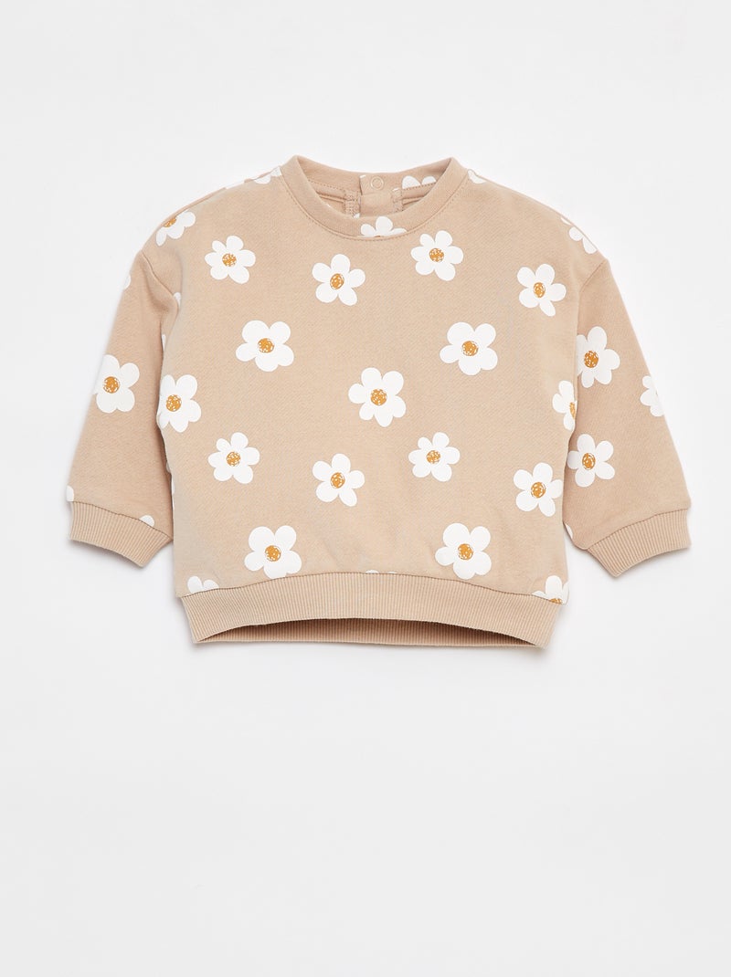 Sweat imprimé fantaisie Beige - Kiabi