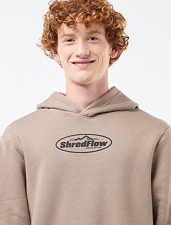 Sweat imprimé fantaisie en coton uni