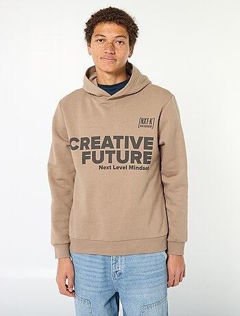 Sweat imprimé fantaisie en coton uni