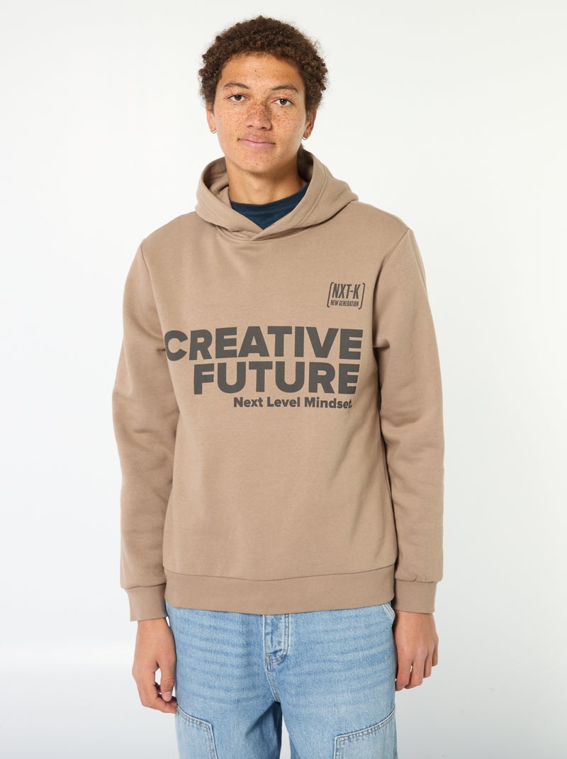 Sweat imprimé fantaisie en coton uni Beige - Kiabi