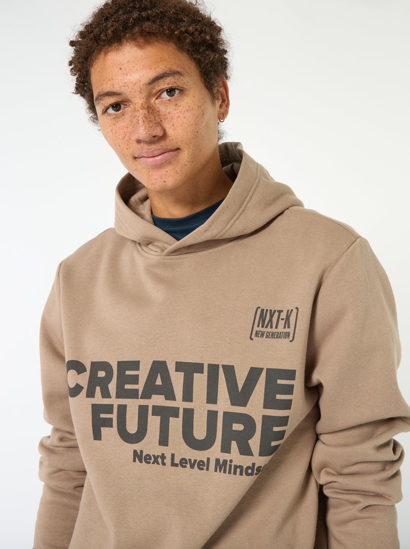 Sweat imprimé fantaisie en coton uni Beige - Kiabi