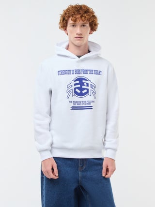 Sweat imprimé fantaisie en coton uni