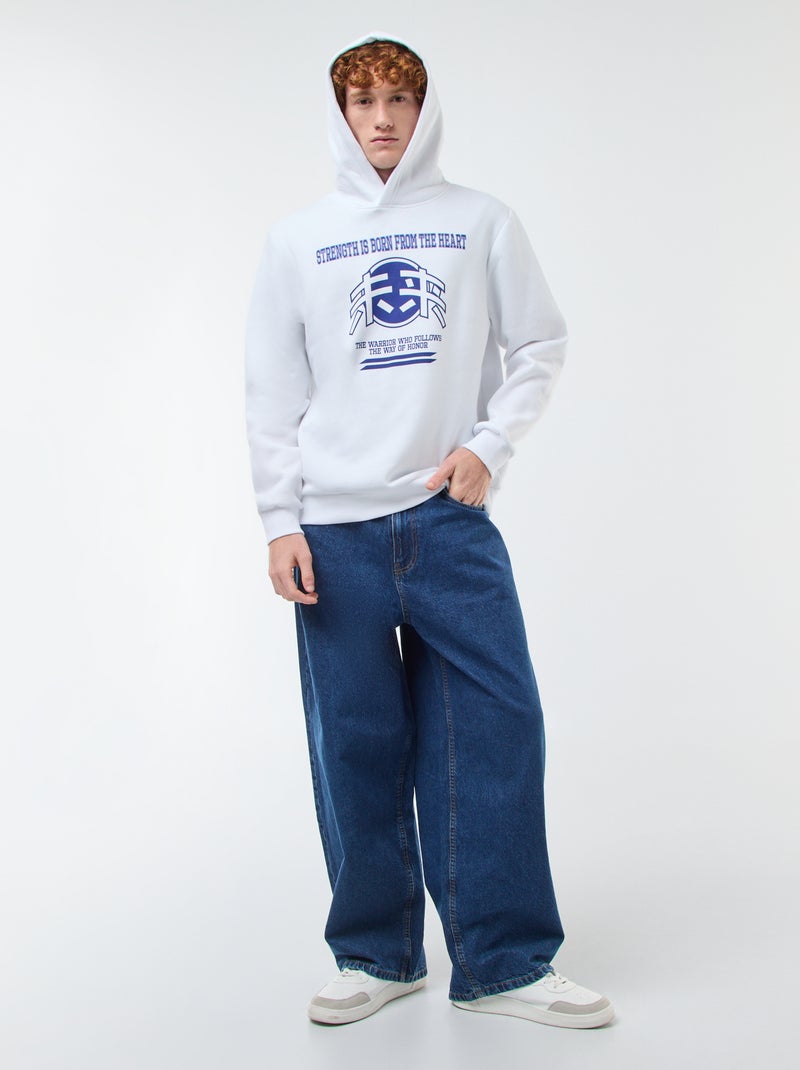 Sweat imprimé fantaisie en coton uni Blanc - Kiabi