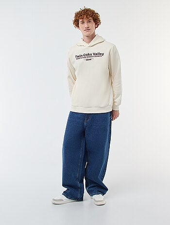 Sweat imprimé fantaisie en coton uni