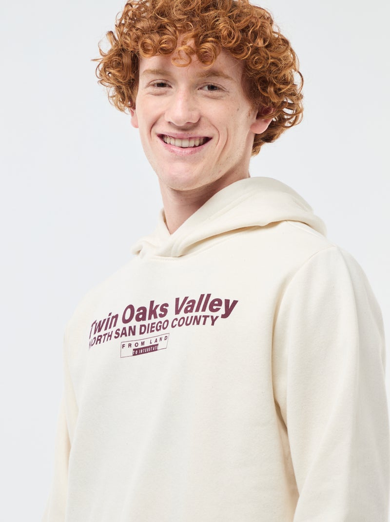 Sweat imprimé fantaisie en coton uni Blanc - Kiabi