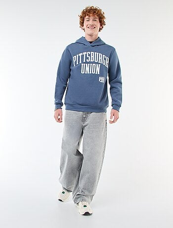 Sweat imprimé fantaisie en coton uni