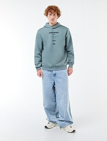 Sweat imprimé fantaisie en coton uni