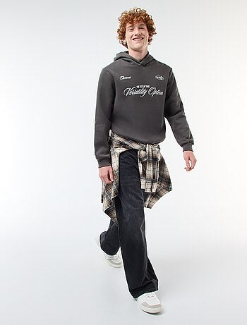 Sweat imprimé fantaisie en coton uni