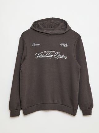 Sweat imprimé fantaisie en coton uni