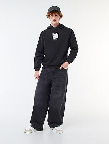 Sweat imprimé fantaisie en coton uni