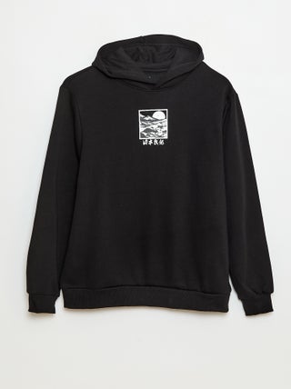 Sweat imprimé fantaisie en coton uni