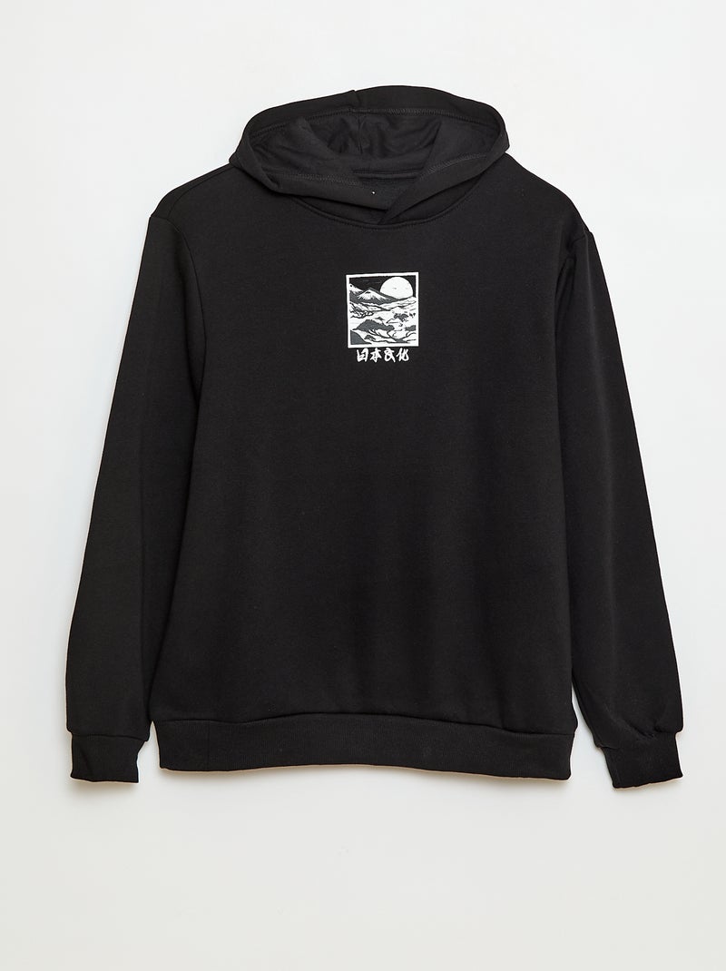 Sweat imprimé fantaisie en coton uni Noir - Kiabi