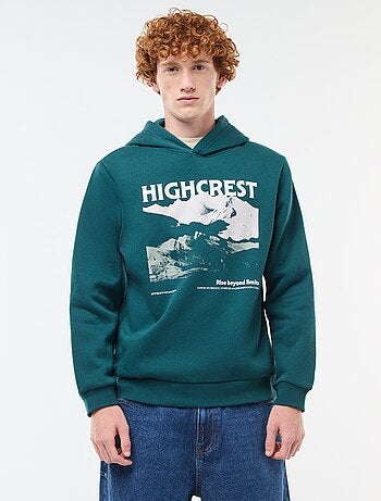 Sweat imprimé fantaisie en coton uni