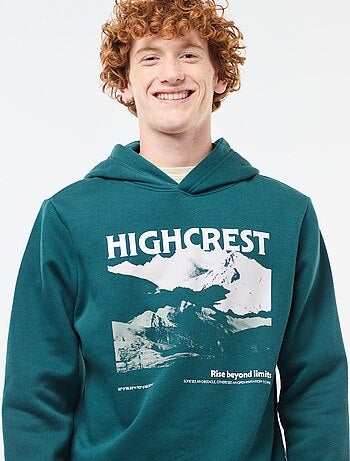 Sweat imprimé fantaisie en coton uni