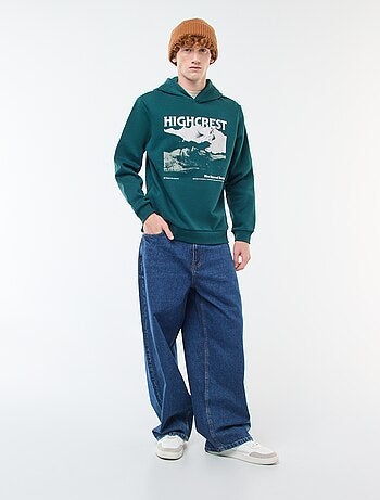 Sweat imprimé fantaisie en coton uni