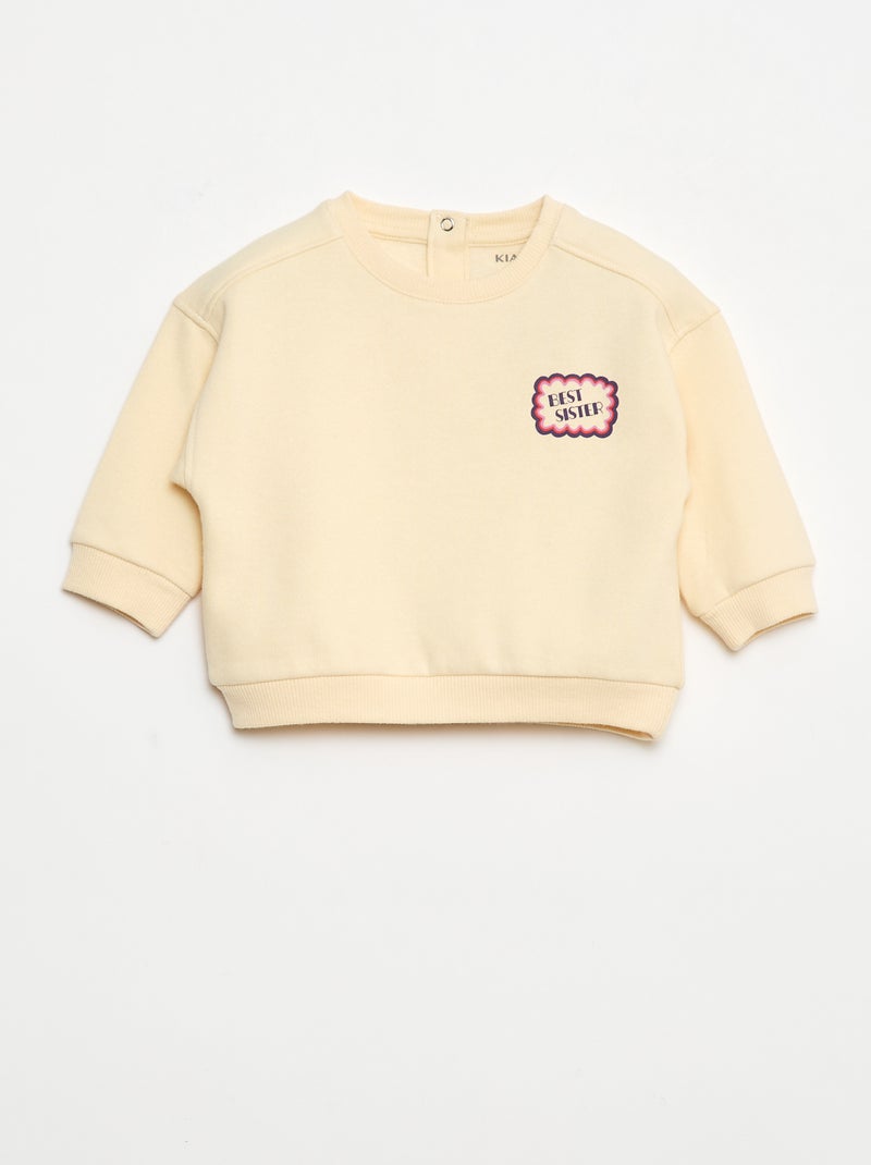 Sweat imprimé fantaisie en molleton gratté Beige - Kiabi