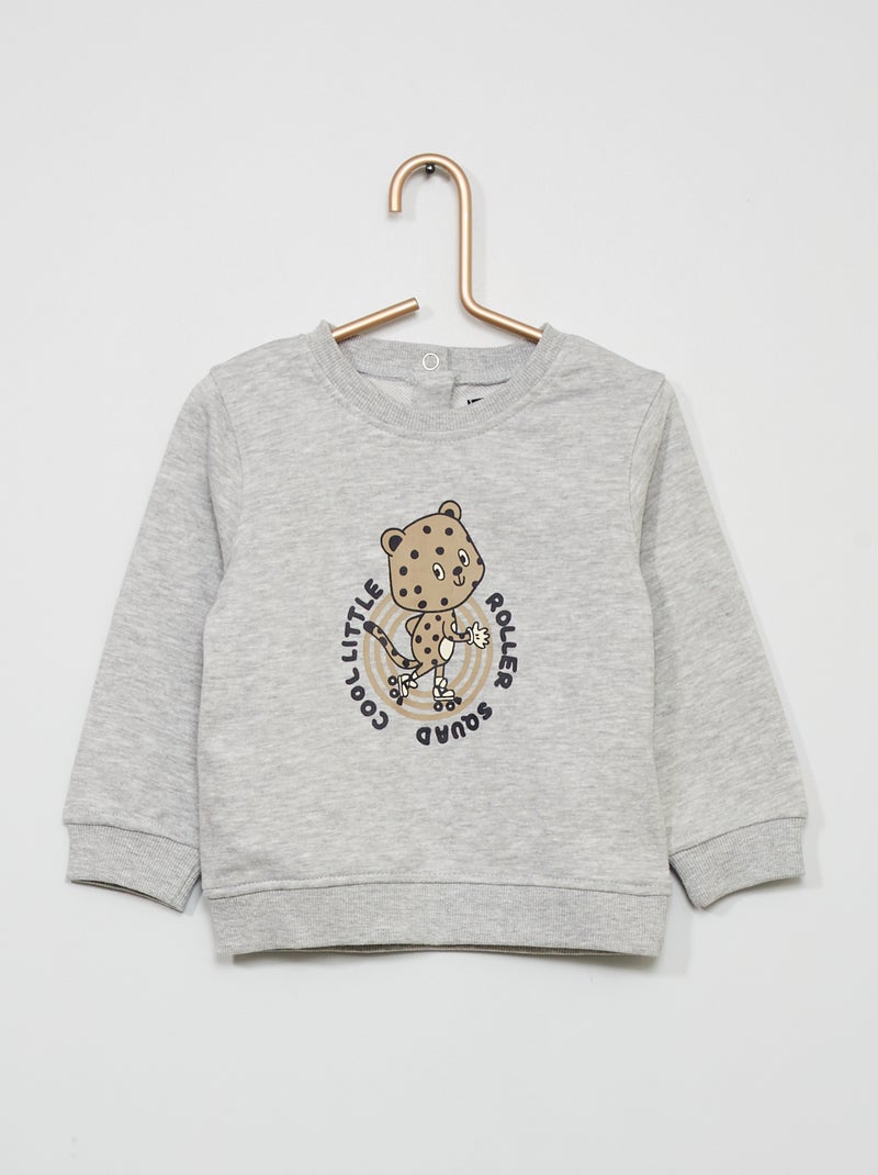 Sweat imprimé gris - Kiabi
