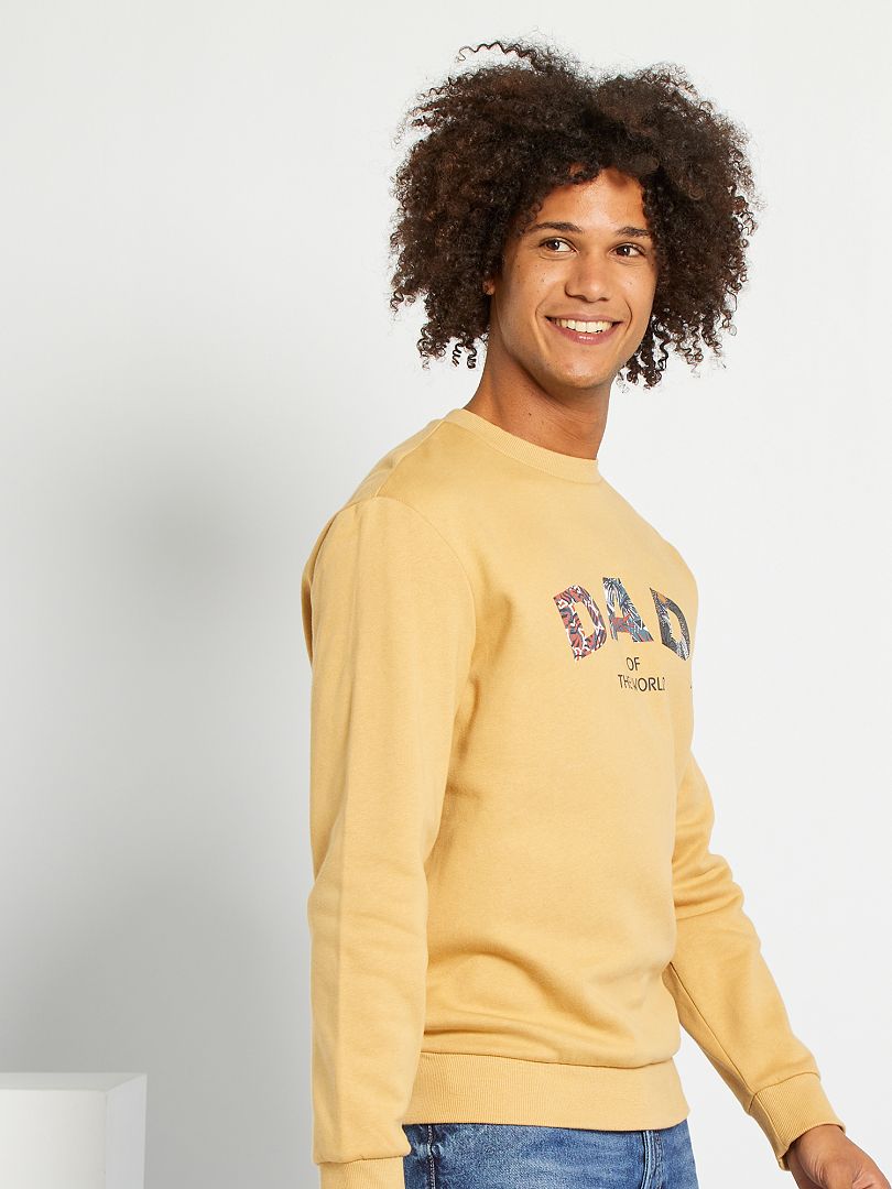 Sweat imprimé message jaune - Kiabi