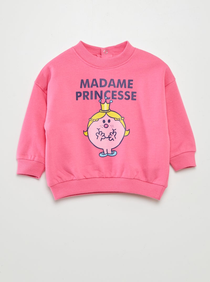 Sweat imprimé 'Monsieur Madame' Rose - Kiabi