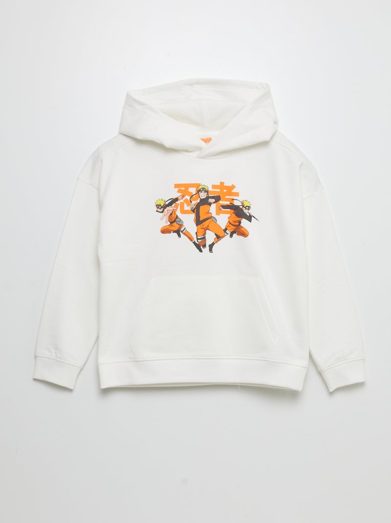 Sweat imprimé 'Naruto' à capuche blanc - Kiabi
