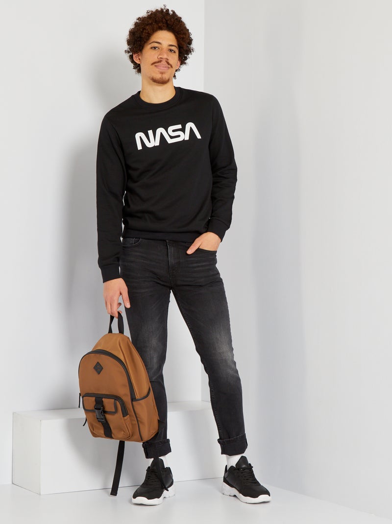 Sweat imprimé 'Nasa' noir - Kiabi