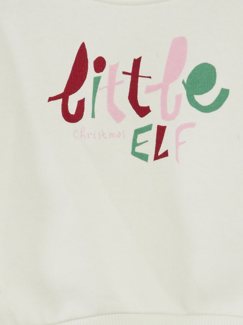 Sweat imprimé Noël en jersey coton Blanc - Kiabi