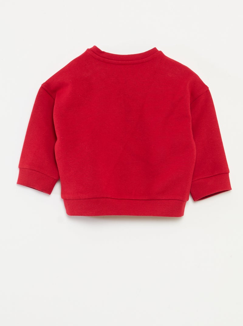 Sweat imprimé Noël en jersey coton Rouge - Kiabi