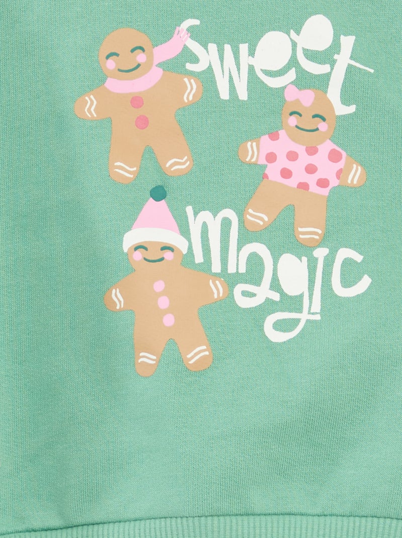 Sweat imprimé Noël en jersey coton Vert - Kiabi