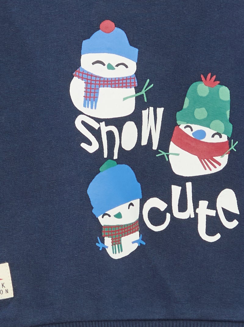 Sweat imprimé Noël en polaire coton Bleu - Kiabi