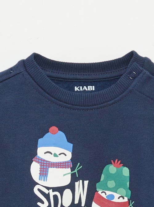 Sweat imprimé Noël en polaire coton - Kiabi