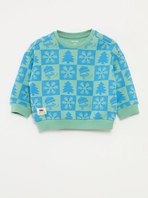 Sweat imprimé Noël en polaire coton - Kiabi