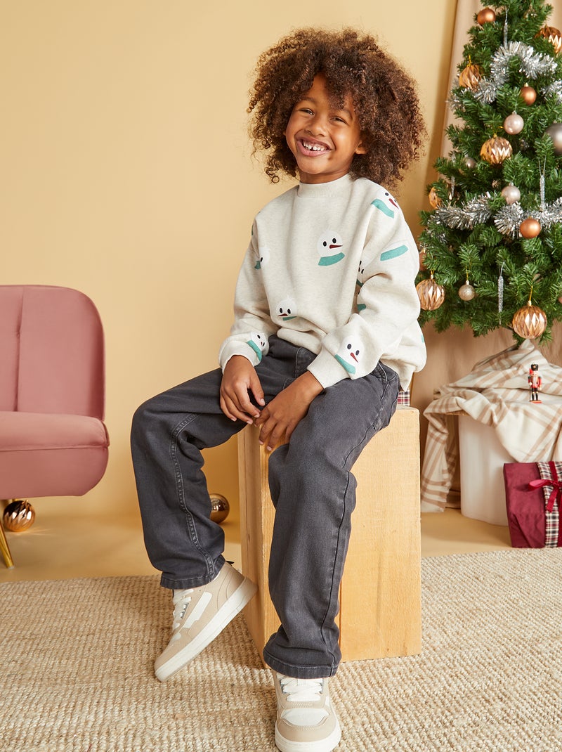 Sweat imprimé  'Noël' Gris - Kiabi