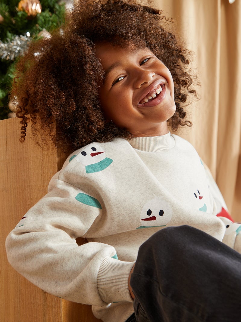 Sweat imprimé  'Noël' Gris - Kiabi