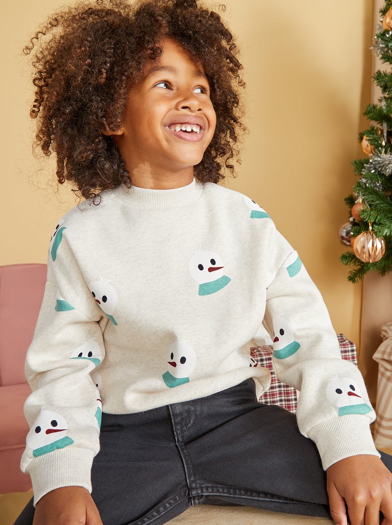 Sweat imprimé  'Noël' Gris - Kiabi