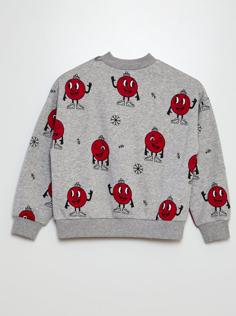Sweat imprimé  'Noël' Gris - Kiabi