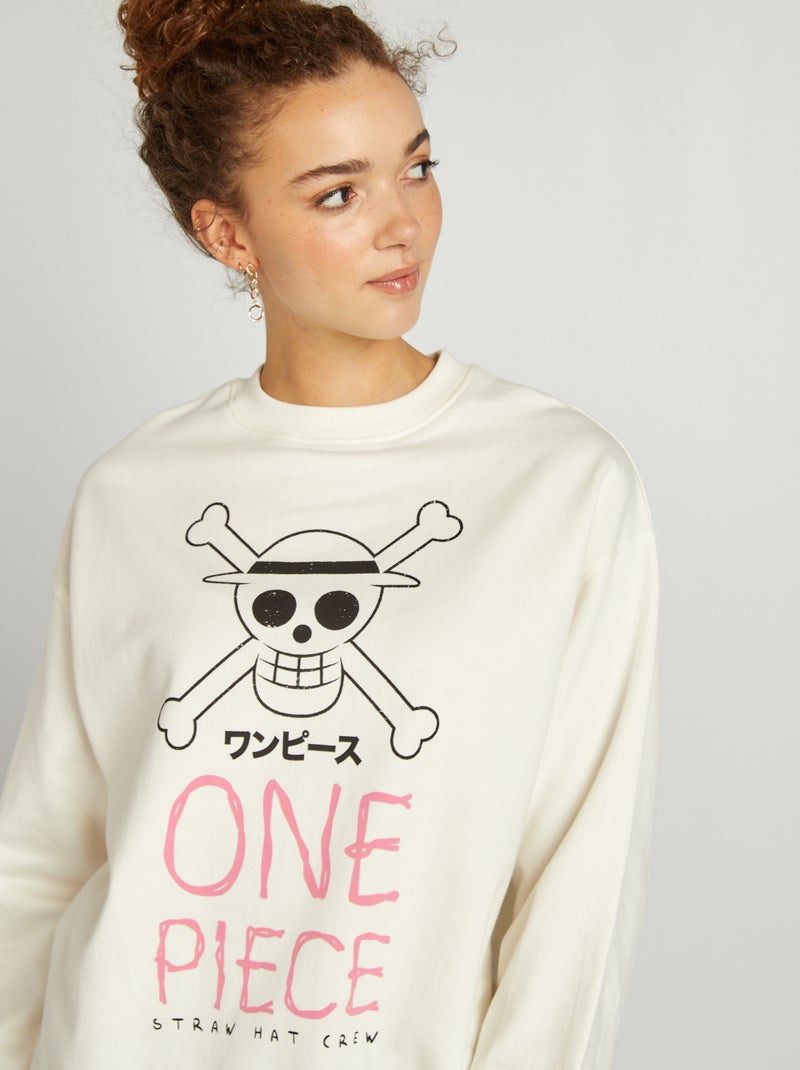 Sweat imprimé 'One Piece' blanc - Kiabi