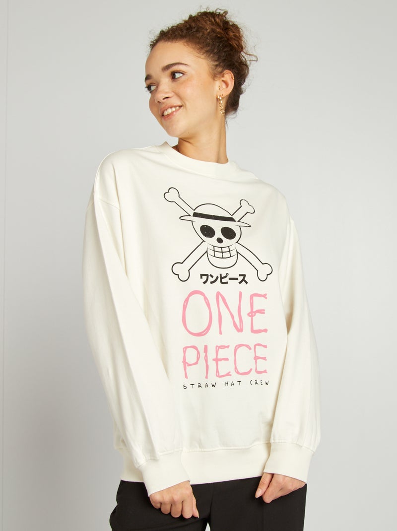 Sweat imprimé 'One Piece' blanc - Kiabi