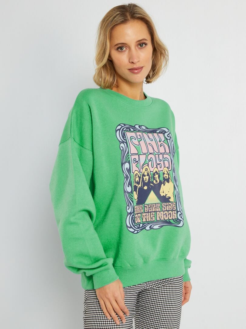 Sweat imprimé 'Pink Floyd' Vert - Kiabi