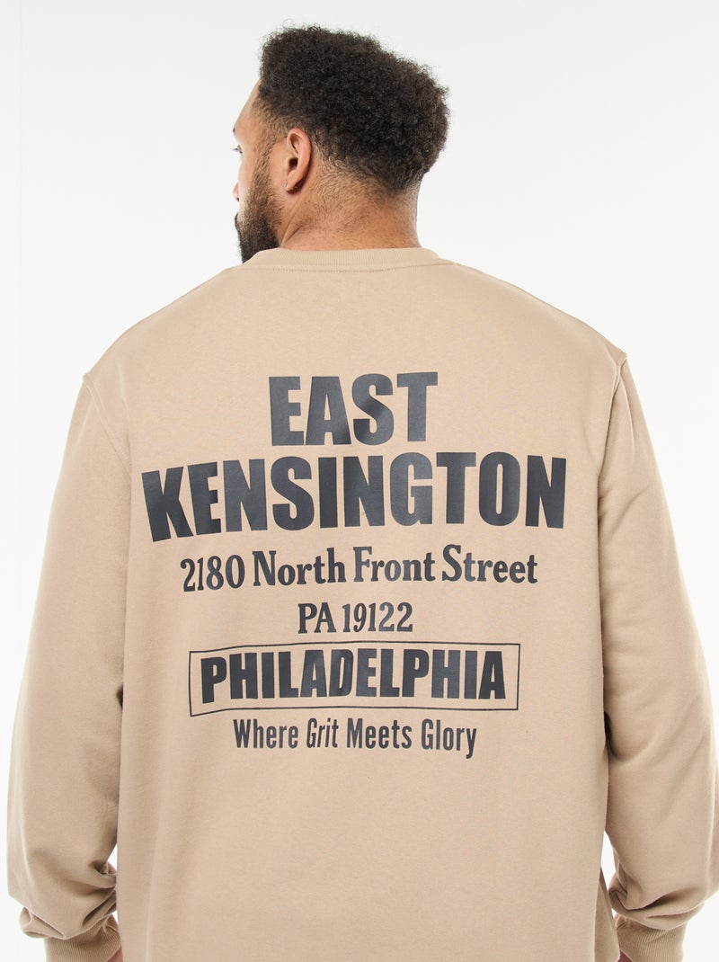 Sweat imprimé recto verso en molleton léger Beige - Kiabi