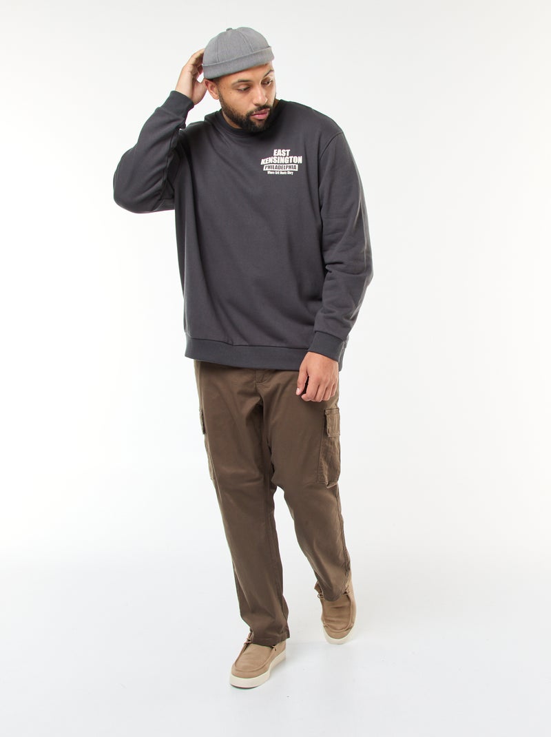 Sweat imprimé recto verso en molleton léger Noir - Kiabi