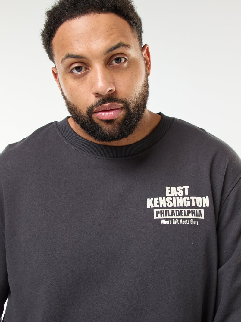 Sweat imprimé recto verso en molleton léger Noir - Kiabi