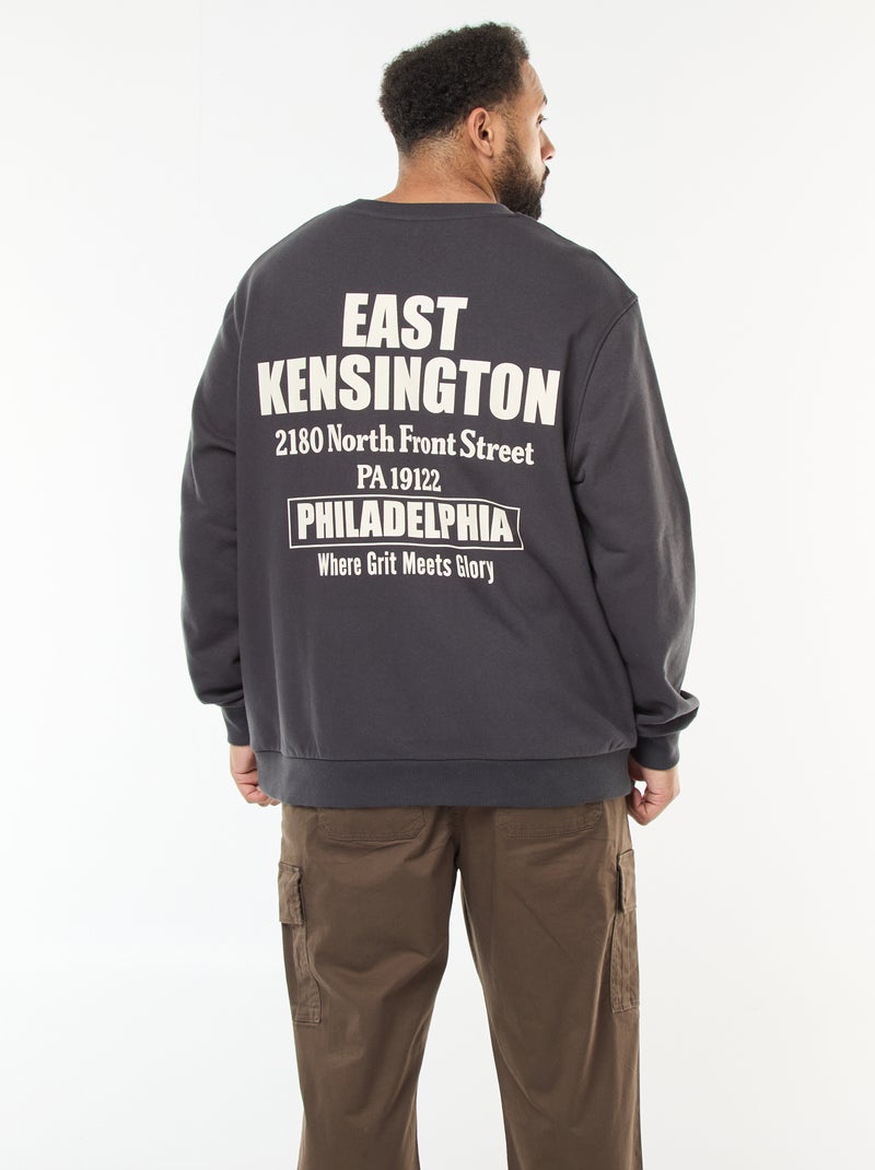 Sweat imprimé recto verso en molleton léger Noir - Kiabi