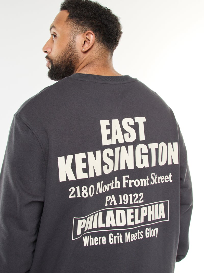 Sweat imprimé recto verso en molleton léger Noir - Kiabi