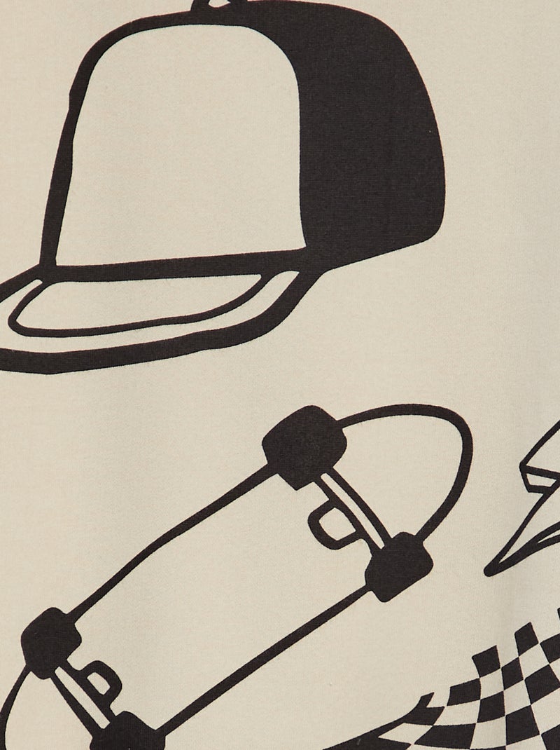 Sweat imprimé 'skateur' en molleton Beige - Kiabi