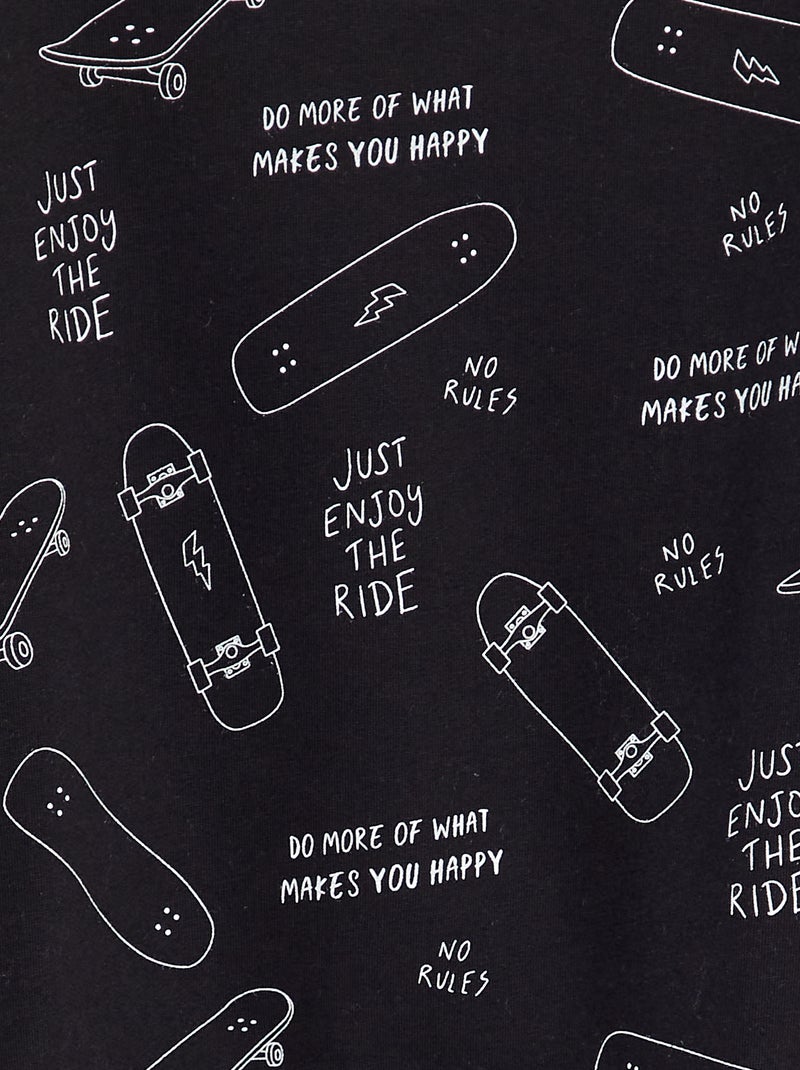 Sweat imprimé 'skateur' en molleton noir - Kiabi