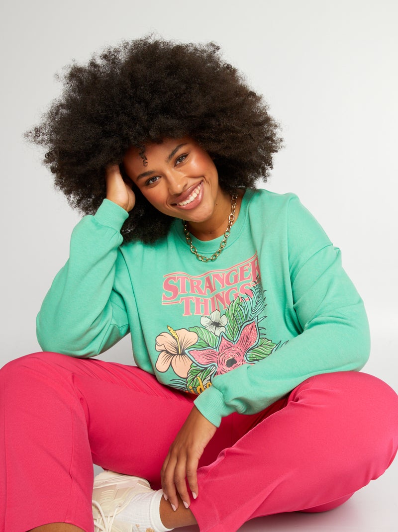 Sweat imprimé 'Stranger Things' Vert - Kiabi