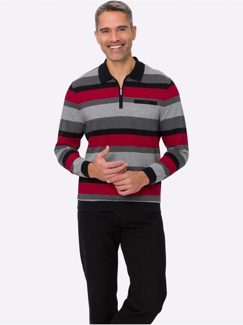 Sweat indéformable et fils teintés - taille standard - moda vilona Noir Rouge - Kiabi