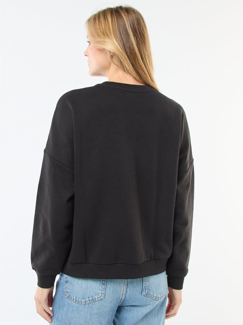 Sweat 'JDY' en molleton chaud avec franges à strass Noir - Kiabi