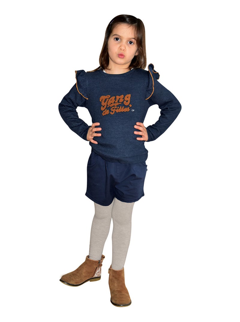 SWEAT JEANNE MOLLETON ENFANT Bleu - Kiabi